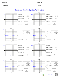 Algebra 1 Worksheets Linear Equations Worksheets Graphing Linear Equations Graphing Linear Inequalities Writing Linear Equations