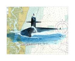 Uss Tennessee Ssbn 734 Submarine Watercolor Giclee Print On