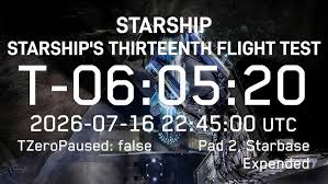 SpaceX Starship Flight 13 Countdown