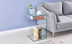 Mid century modern living room furniture sets colors movie gif. Amazon Com Smartik Clear Glass End Table Bedside Table For Bedroom Small Side Tables For Living Room Sofa Nightstand Bent Modern Home Office Furniture S Style 23 9x16 5x14 5 Inch Home Kitchen