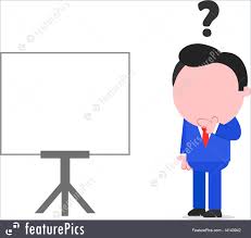 Cartoon Characters Confused Businessman Beside Chart