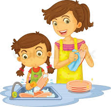 Child helping mother in kitchen clipart 20 free cliparts. Washing Dishes Stock Vector Colourbox
