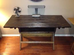 Mid Century Hamilton 49j2 Drafting Table Base Repurposed Into A Desk Entertainment Center Kitc Adjustable Table Unique Desks Entertainment Center Kitchen