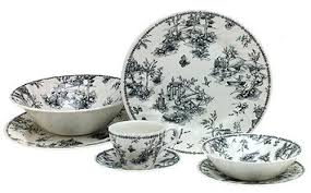 Black And White Toile Dinnerware Set Churchill China Black Toile Dinnerware Set Black And White Dishes Black Toile Dinnerware Set