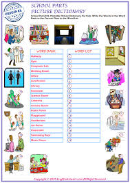 school parts printable english esl vocabulary worksheets engworksheets