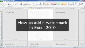 Make sure that only one worksheet is selected. Excel Tip How To Insert A Watermark In Excel 2010 Youtube