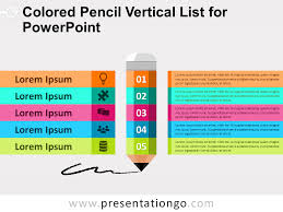 Colored Pencil Vertical List For Powerpoint And Google Slides Powerpoint Colored Pencils Powerpoint Templates