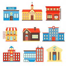 Download Government Building Icons Set Of Police Shop Church Isolated Vector Illustration For Free Building Icon Building Illustration Icon Set