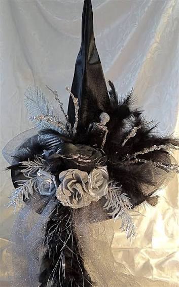 180 Best Halloween Witch Hat Ideas | black witchy brimmed costume hat, diy fancy witch hat, purple witch hat with flowers