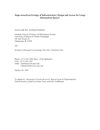 Pdf Steps Toward An Ecology Of Infrastructure Design And Access For Large Information Spaces