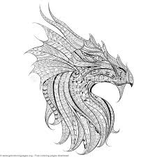 Patterned Zentangle Dragon Coloring Pages Free Instant Download Coloring Coloringbook Coloringpages Ze Dragon Coloring Page Zentangle Animals Art Zentangle