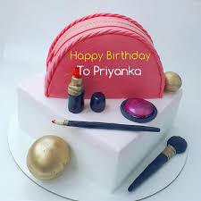 Happy Birthday Cake Images With Name Priyanka Write Name On Birthday Cake With Makeup Kit For Wife Special Birthday Cakes Happy Birthday Cakes Birthday Wishes Cake