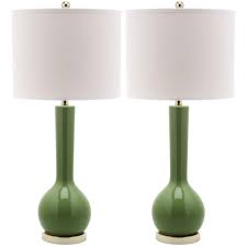 Alibaba.com offers 10921 white table lamp base products. Safavieh Mae 30 5 In Fern Green Long Neck Ceramic Table Lamp With Off White Shade Set Of 2 Lit4091g Set2 The Home Depot