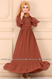 Modaselvim Elbise Firfirli Sifon Elbise 2062ab368 Acik Kiremit Sifon Elbise Elbise The Dress