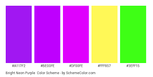 The colors green, cyan, magenta, and yellow do not coincide with x11/css4 colors. Bright Neon Purple Color Scheme Bright Schemecolor Com
