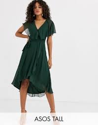 Asos Design Tall Cape Back Dipped Hem Midi Dress Clothing For Tall Women Dresses Midi Dress Style