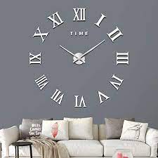 About us faq services location contact us catalogue Vreaone Large 3d Diy Wall Clock Giant Roman Numerals Clock Frameless Mirror Big Wall Clock
