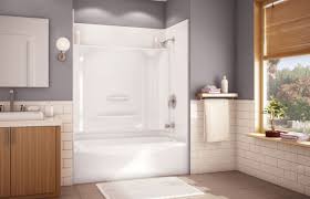 A bathtub shower combo is a great choice that will confine the room scenario and you can use it as a shower or a tub at the same time no matter how limited the bathroom space is. Rectangular Bathtub Shower Combination Essence Ts 6032 Maax Bathroom Built In Acrylic