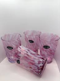 Glass Pink Swirl Tumblers