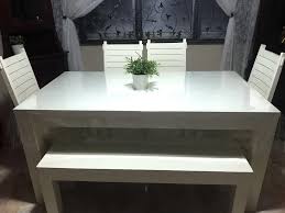 It took 10 minutes to put the table together. White Dining Table With Chairs And Bench Furniture Home Living Furniture Tables Sets On Carousell
