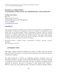 Pdf Political Corruption An Introductory Study On Terminology And Typology