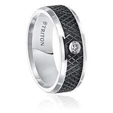 05 Cwt Genuine Diamond White Black Tungsten J251mc Mens Wedding Bands Mens Wedding Bands Tungsten Bling Wedding