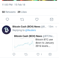 You were redirected because the question why has bitcoin cash gone down in value, even though bitcoin is going up in value? Bitcoin Cash Is An Advertising Machine On Twitter Every Mention Of Bitcoin From A Popular Known Source And They Wind Up Being The First Tweet Its A Bot Wow Talk About Being