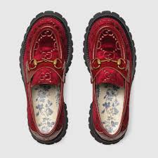 Gucci black rubber flats sz eur 39. Shop The Red Gg Velvet Lug Sole Loafer At Gucci Com Enjoy Free Shipping And Complimentary Gift Wrapping Red Loafers Loafers For Women Lug Sole