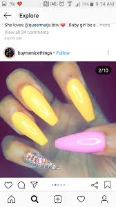 Coffin nail designs look great on long nails because of the. Yellow And Pink Ombre Coffin Nails Nails Super Cute Nails Yellow Nails