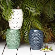 Bubble Ceramic Side Table Indigo Glaze Ceramic Garden Stools Patio Side Table Contemporary Side Tables