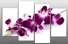 Large Plum Purple Orchids On White Canvas Picture Wall Art Multi Split Panel 40 Ebay Decoracao Pinturas Em Madeira Artesanato