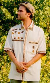 Mezcal Cream Mens Button Up Embroidered Shirt – Lobos Del Mar Clothing