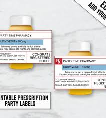 Add an instant theme to any event! Printable Fun Prescription Labels Fun Prescription Bottle Labels Editable Medical Party Labels Loadette