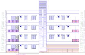 Autocad tutorials house design elevation presents a complete building elevation tutorial, all you need to know about drawing elevations from beginning to end. Four Storey Building Floor Plan And Elevation Autocad File 30 X 80 First Floor Plan House Plans And Designs