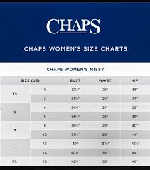 Chaps Clothing Size Chart Name Brand Clothing Size Charts