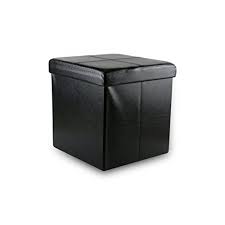 Large capacity collapsible storage stool ottoman coffee table foot rest. Family Pl Foldable Faux Leather Ottoman Storage Box Seat Foot Rest Stool Coffee Table Black Walmart Com Walmart Com