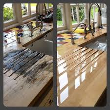 Solid Wood Worktops Restored And Coated In Clear Resin Multi Stage Sanding Process More Leaving A Super Smooth Wood Worktop Wooden Worktops Restore Wood
