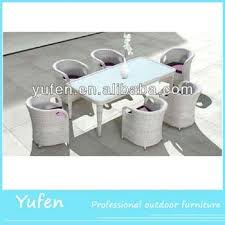Durable powder coated steel frames. Resin Wicker 7pcs Rattan Dining Table And Chairs