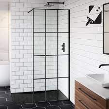 800mm 8mm Designer Black Shoji Wetroom Panel Black Shower Wet Room Shower Shower Screen