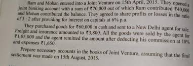 However, the venture is an entity separate from its participants. Solved Ram And Mohan Entered Into A Joint Venture On 15th Chegg Com