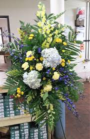 Order and send flowers to amarillo, texas today. Maize And Blue Standing Spray Sympathy Flowers Yellow Carnations Yellow Button Mums Yellow Sna Funeral Flower Arrangements Funeral Flowers Sympathy Flowers