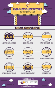 While emailing, your email should be formal and avoid any kind of slang language. Email Etiquette Tips For Job Seekers Infographic Business Etiquette Job Search Etiquette