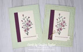 Card making templates hand stamped cards stamping up cards card making inspiration card tags paper three cards with stampin' up!'s corner bouquet and pretty perennials. Tin Tile Sympathy Cards Ink It Up With Jessica Card Making Ideas Stamping Techniques