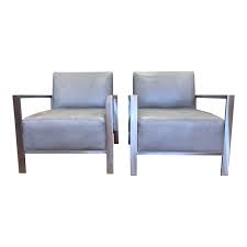 Browse through our wide selection of brands, like blu dot and. Mccreary Modern Steel Leather Lounge Arm Chairs A Pair Design Plus Gallery