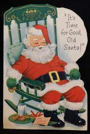 144 vintage 60 s napping santa in rocking chair cookies christmas greeting card vintage christmas cards vintage christmas christmas
