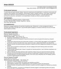 Physical Therapist Assistant Resume Sample Resumes Misc