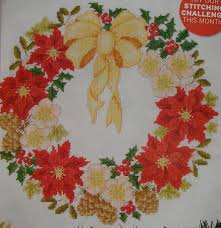 christmas garland of flowers cross stitch chart