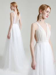 Maybe you would like to learn more about one of these? Brautkleid Sportlich Elegant Tull Tiefer Ausschnitt Rucken Transparent Knopfleiste