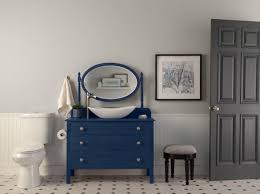 I used a diy chalk paint. Do It Yourself Timeless Blue Vanity Dresser Colorfully Behr