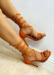 Velour Lace Up Sandals With Thin Heel Orange Hop Hop Shop Women S Shoes And Bags Online Shop